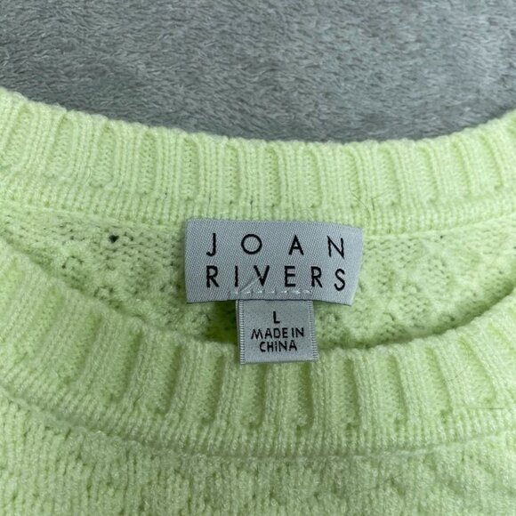 Joan Rivers Womens Lime Green Textured Sweater Size L Lightweight A0528 - Picture 2 of 7